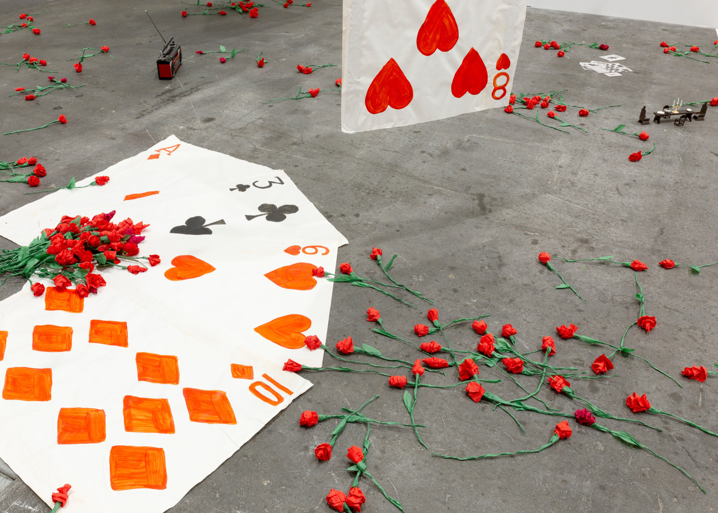 Installation view, Karen Kilimnik,&amp;nbsp;The Joker Episode of The Avengers, Art Basel Unlimited, Basel, 2024