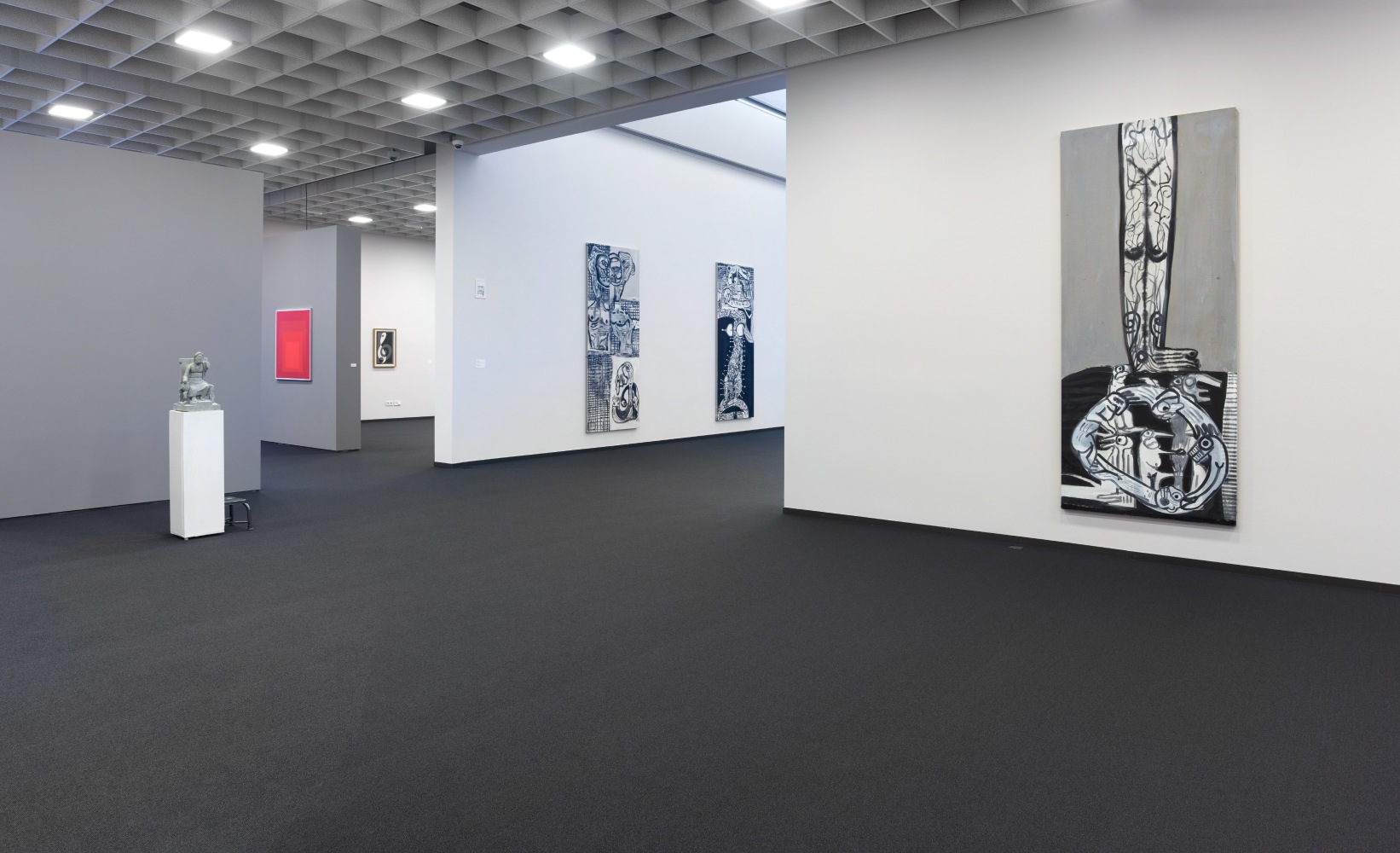 Installation views of works by Bernhard Fuchs, Justin Matherly, Tobias Pils