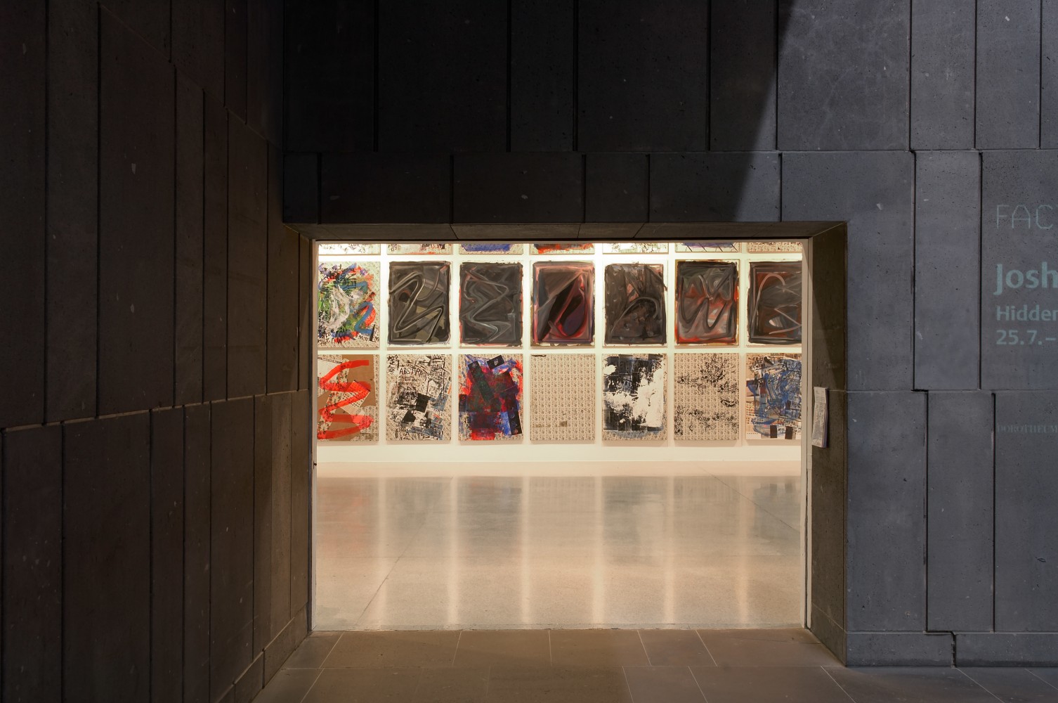 Installation view of paintings by Josh Smith