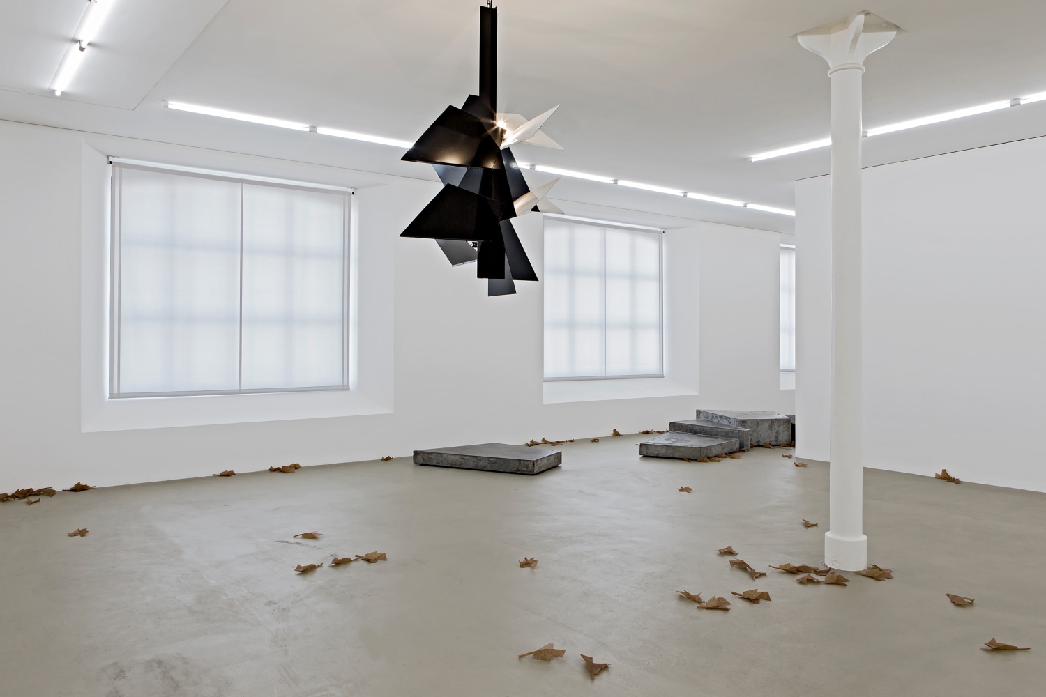 Installation view of sculptures by Martin Boyce