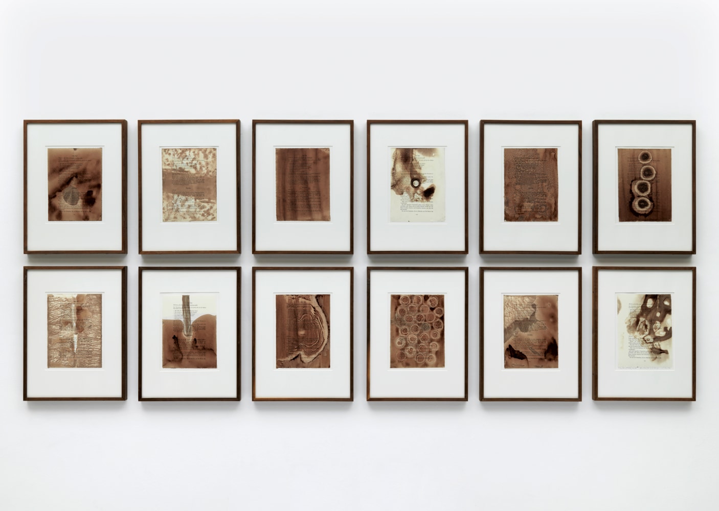 The Temptation of Saint Antony - Der Tod

1990

Cow blood, alcohol, water, xerography on rag paper; 12 parts; individually

framed

Unique

Each sheet 28.2 x 21.6 cm / 11 1/8 x 8 1/2 inches

Each frame 52.2 x 39.5 x 3.1 cm / 20 1/2 x 15 1/2 x 1 1/4 inches

&amp;copy; Tim Rollins and K.O.S.