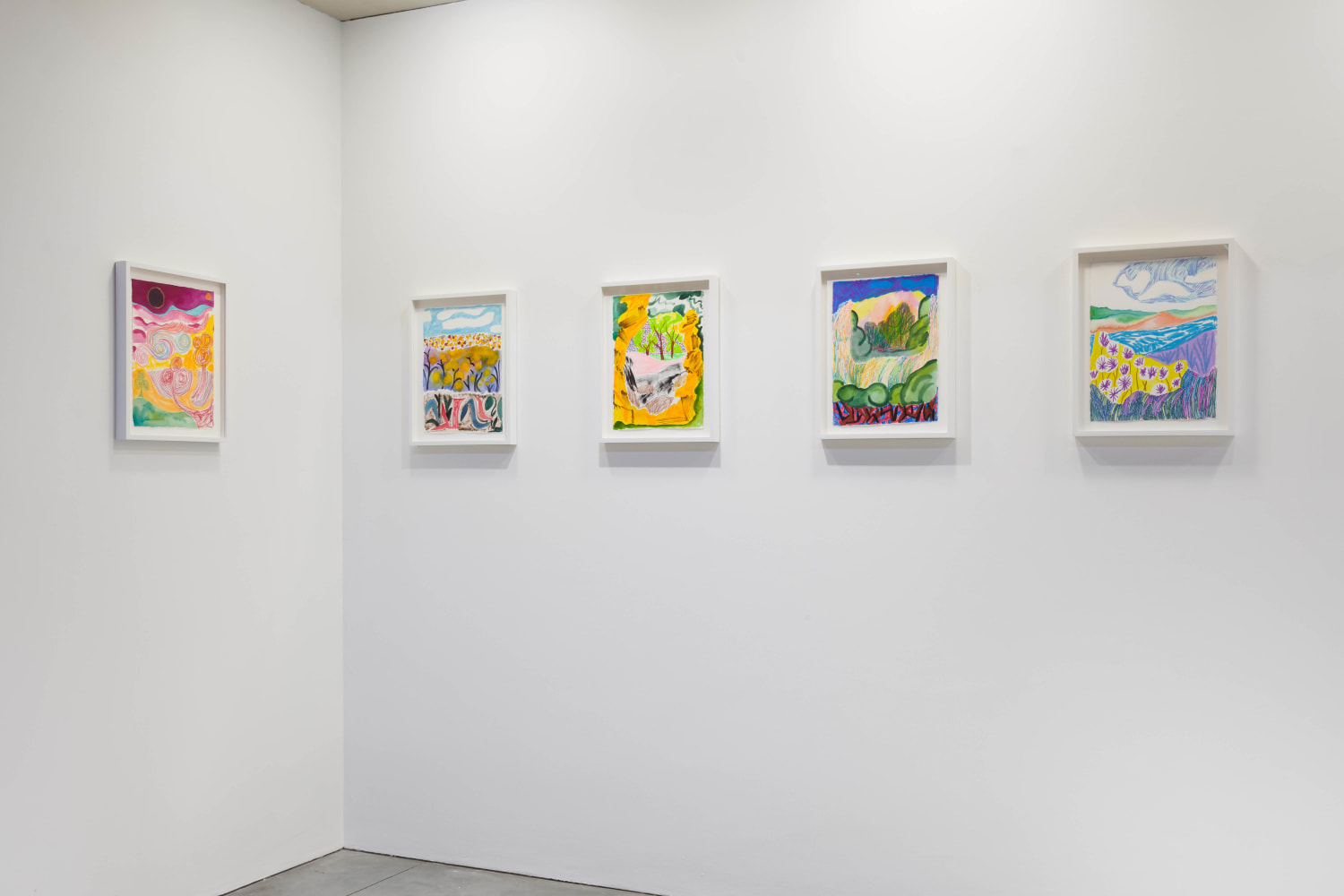 Installation view of Drawings by Shara Hughes