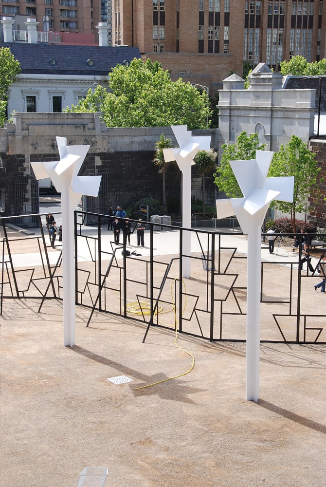 Installation view of sculptures by Martin Boyce