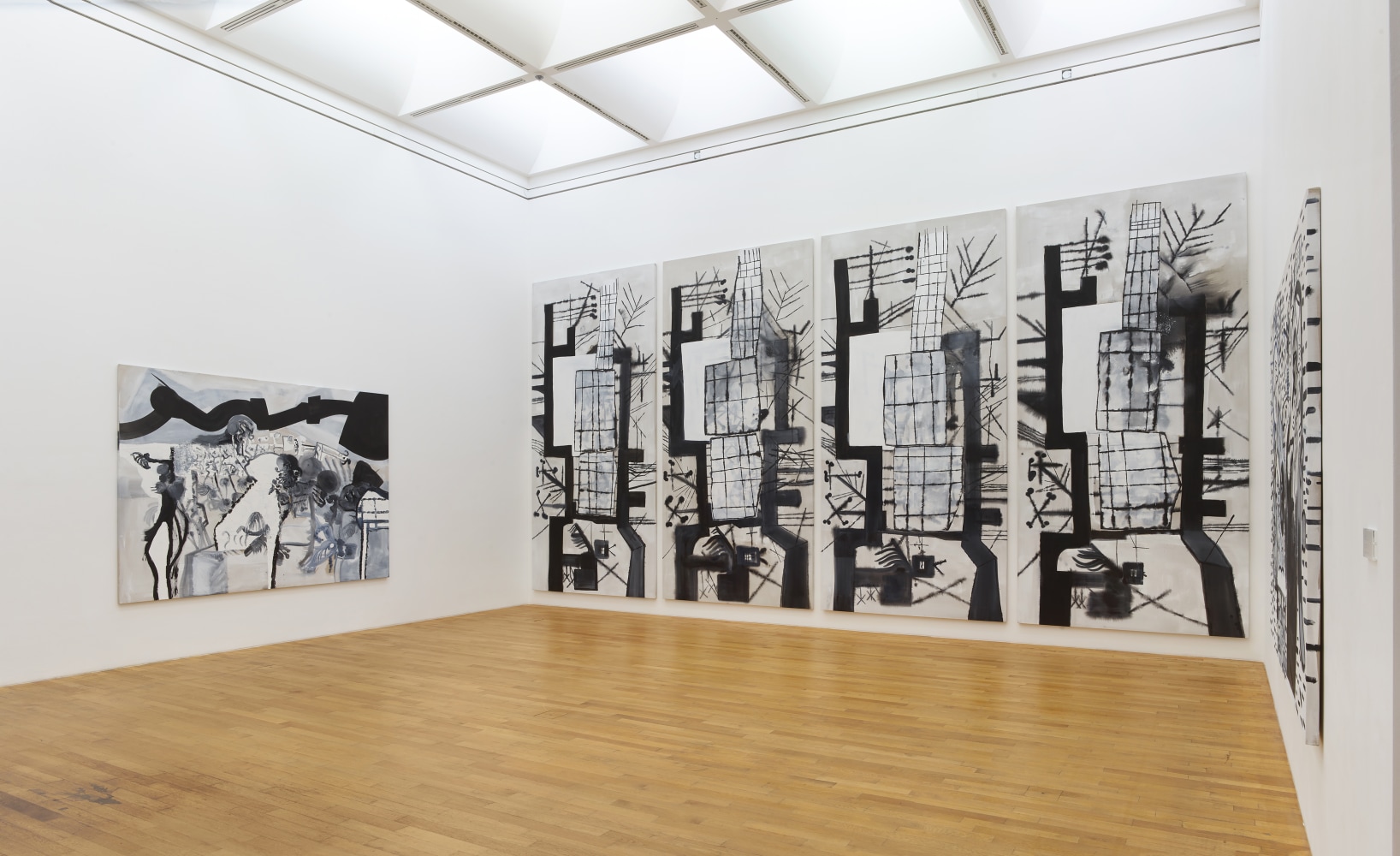 Installation view of paintings by Tobias Pils