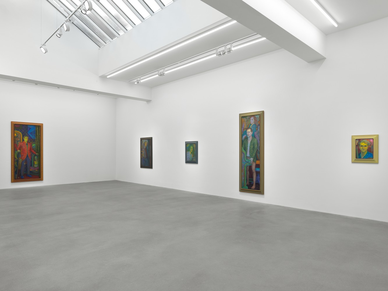 Installation view of paintings by Steven Shearer
