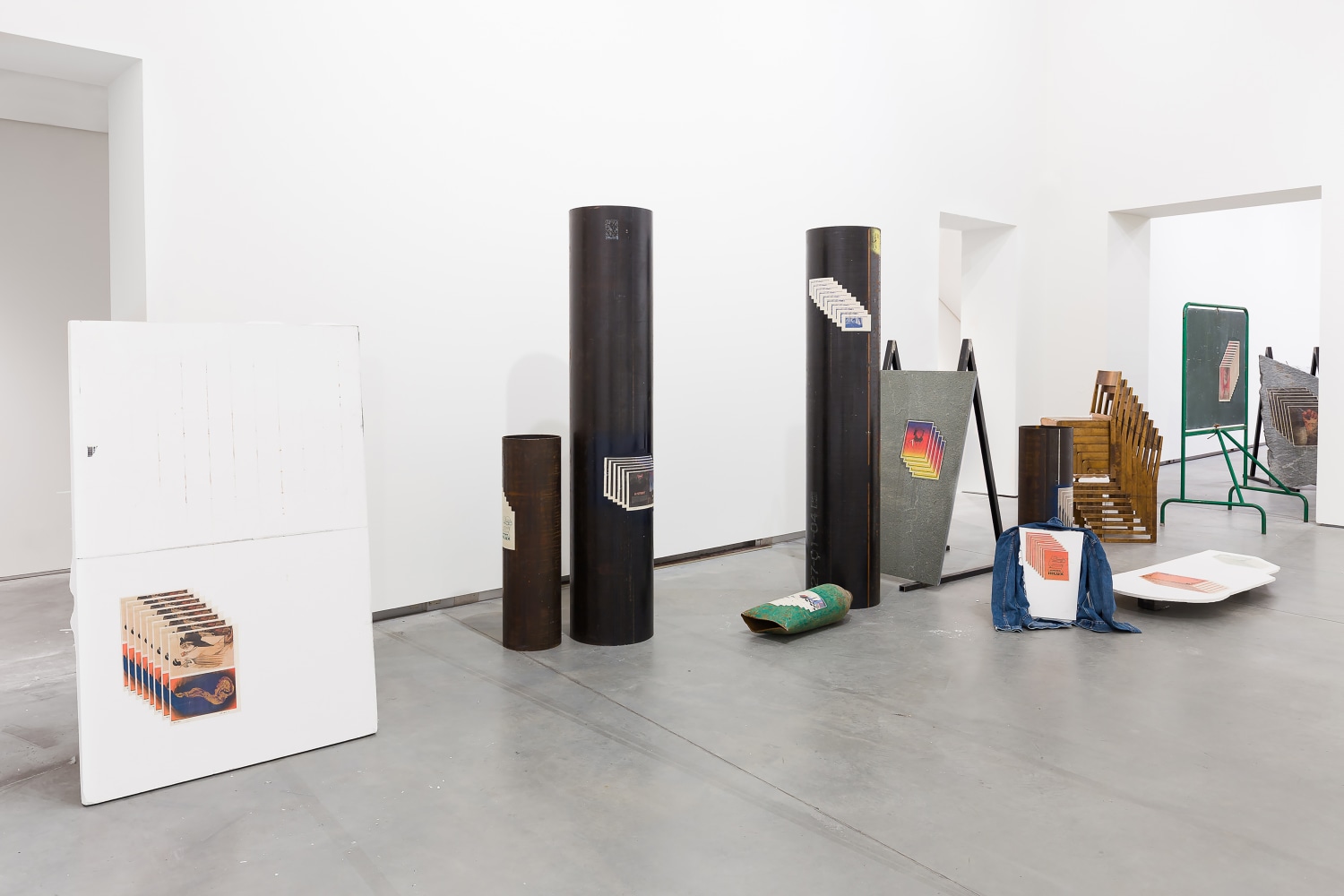 Installation view of sculptures by Matias Faldbakken