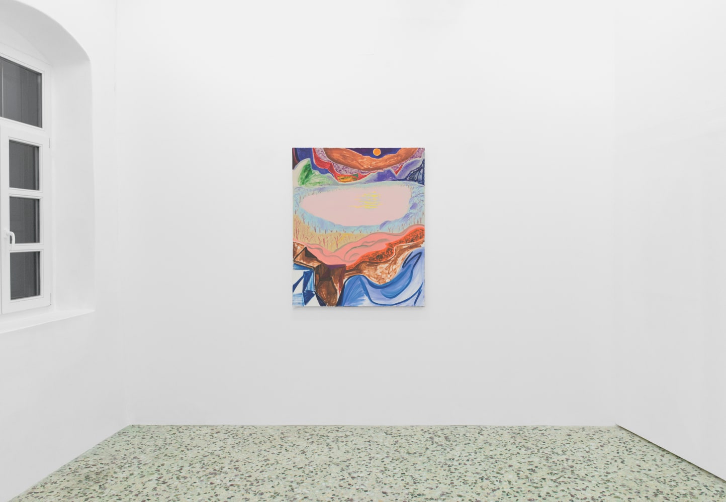 Installation view of Shara Hughes paintings exhibition