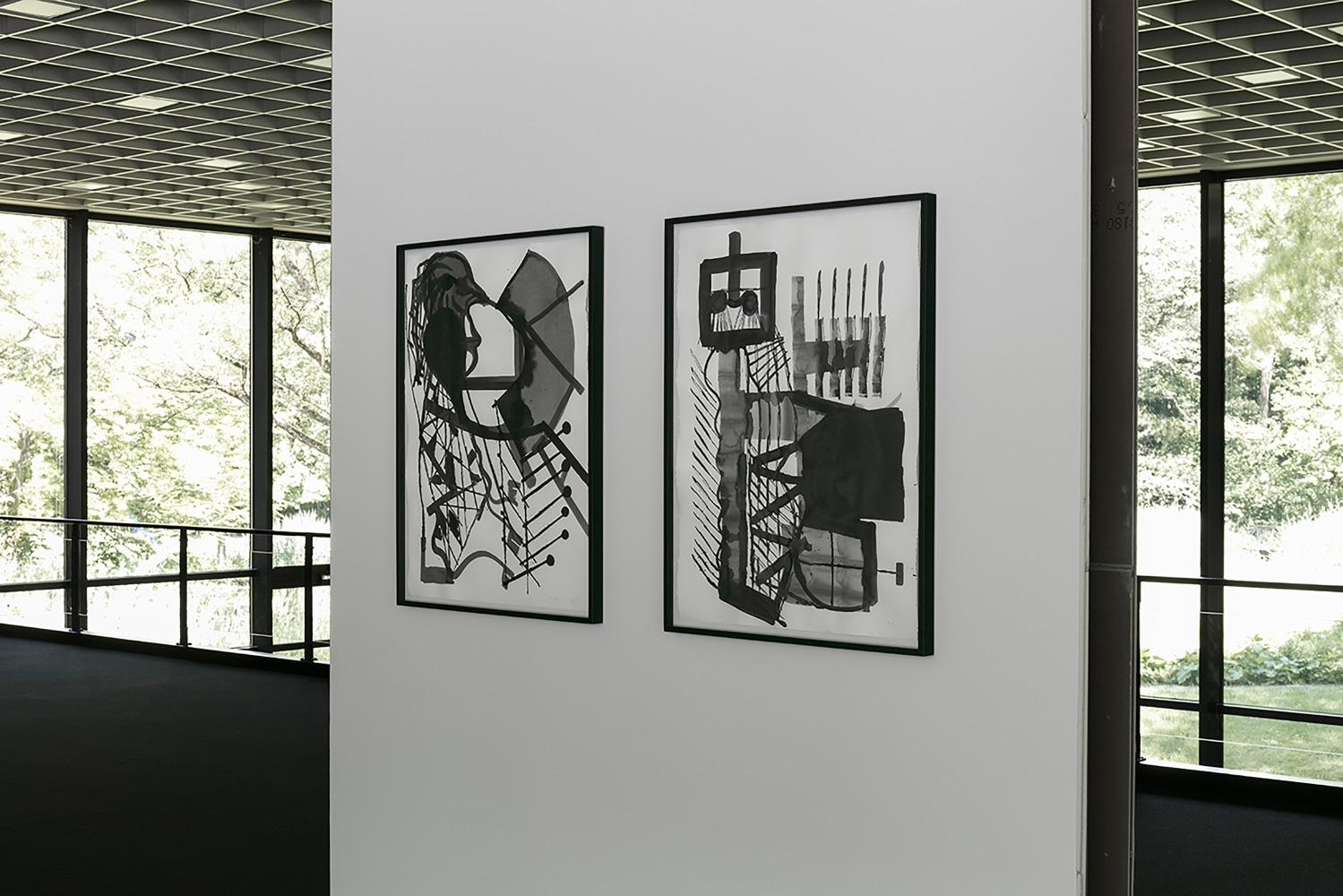 Installation view of paintings ans drawings by Tobias Pils