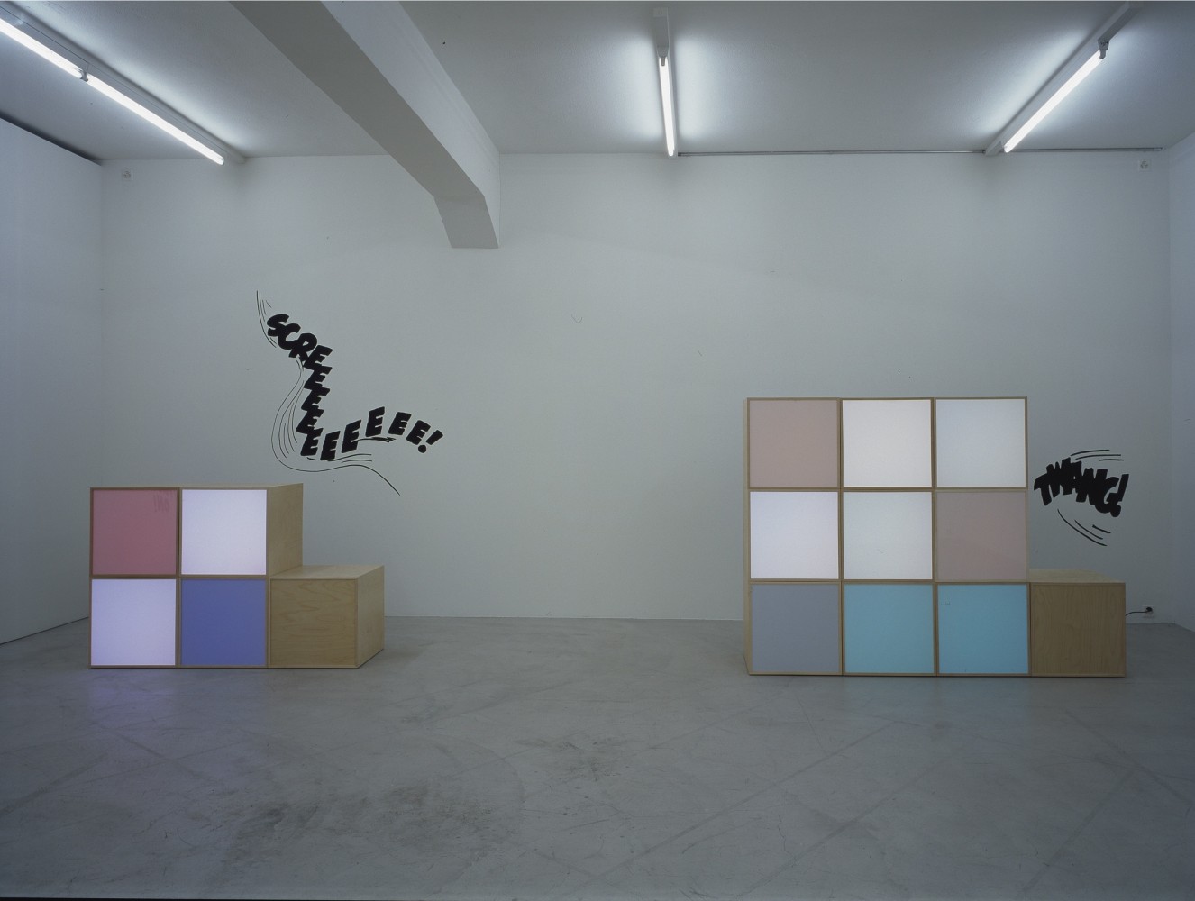 Installation view of Angela Bulloch sculpture and installation exhibition