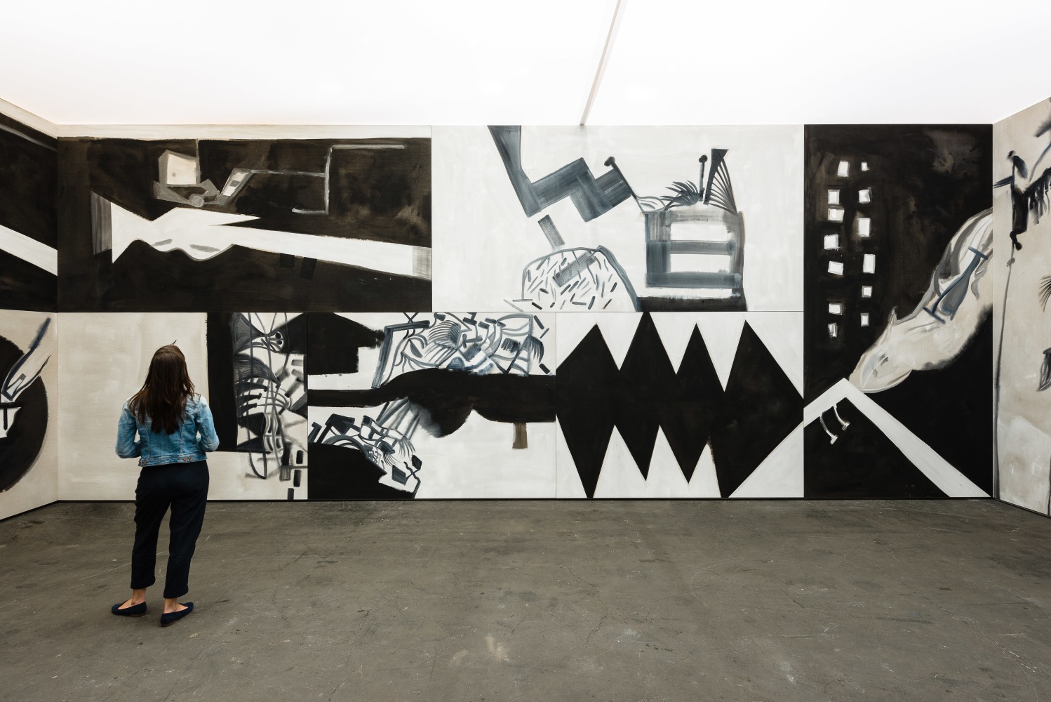 Installation view of paintings by Tobias Pils