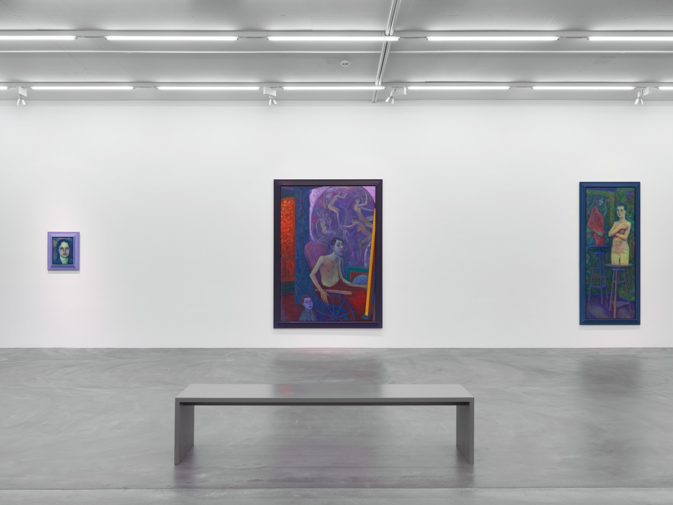 Installation view of Steven Shearer paintings, drawings, and printed works exhibition