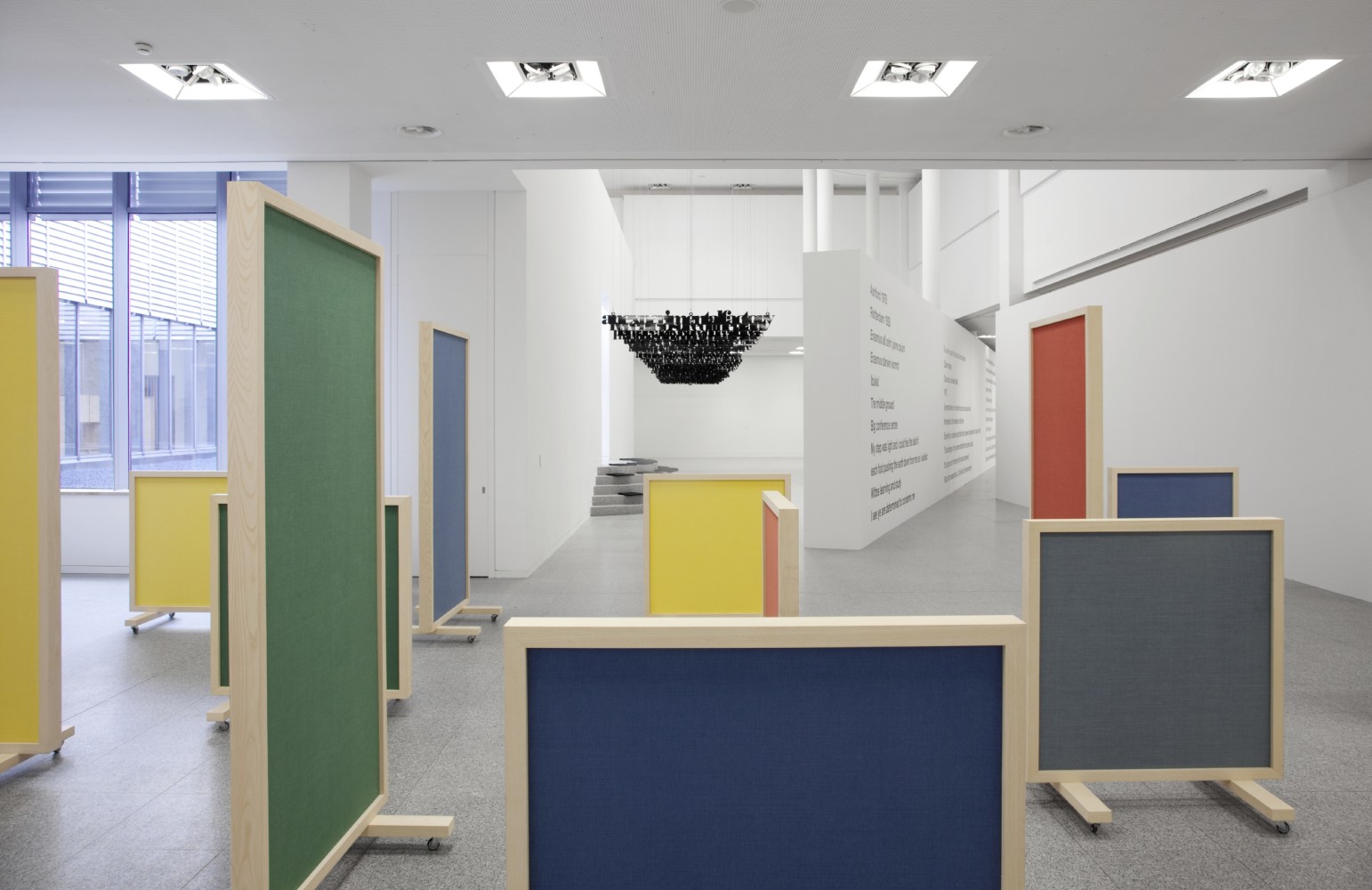 Installation view of sculptures by Liam Gillick