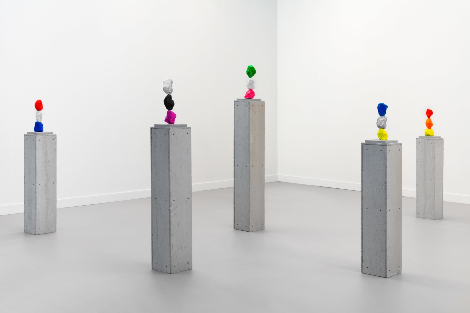 Installation view of sculptures by Ugo Rondinone