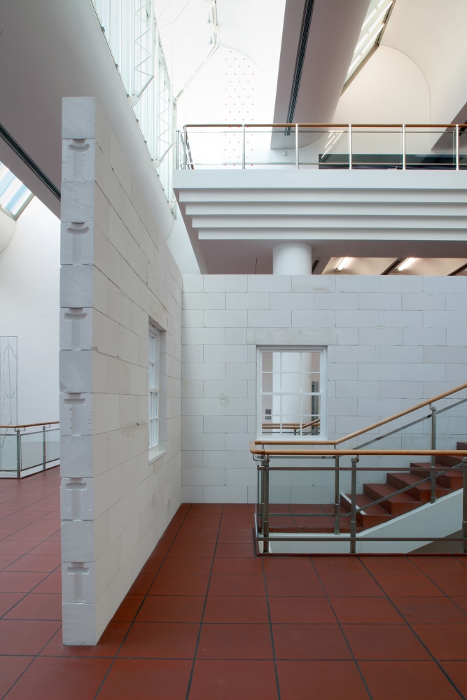 Installation view of sculpture by Oscar Tuazon