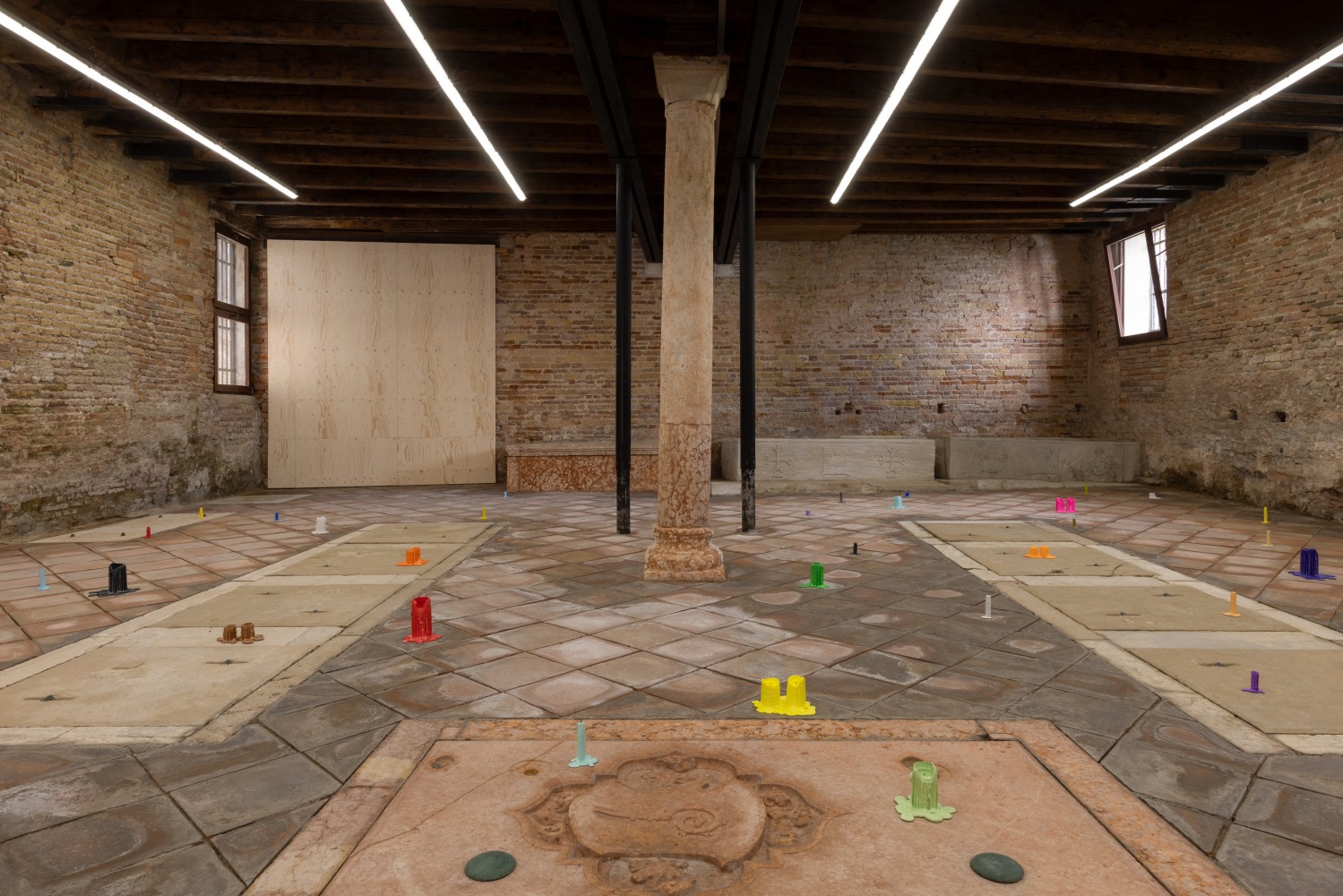 Installation view of sculptures by Ugo Rondinone