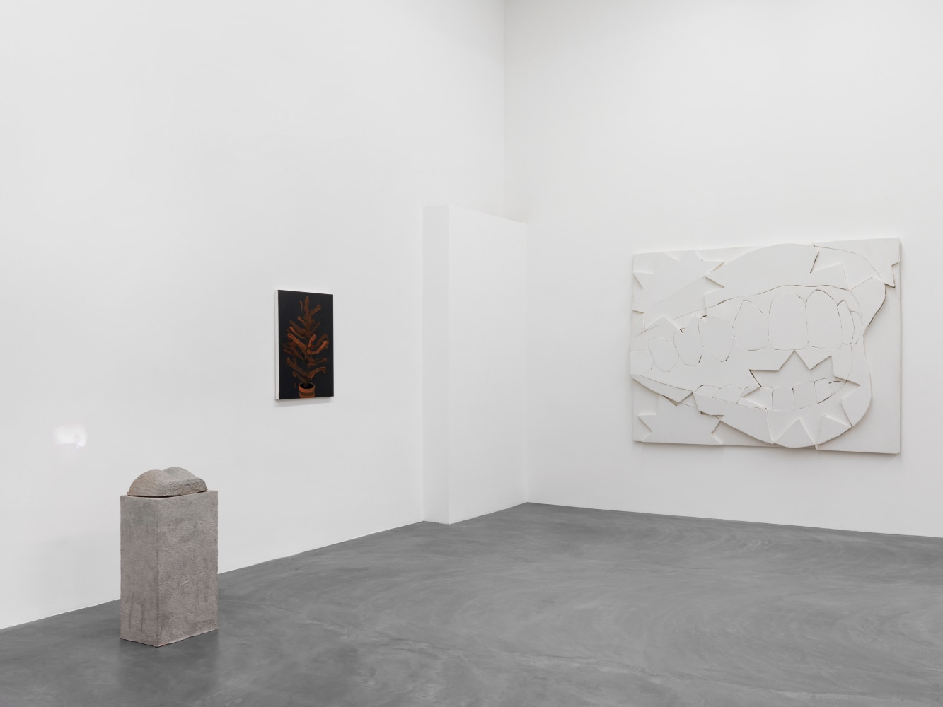 Installation view of paintings and sculptures group exhibition