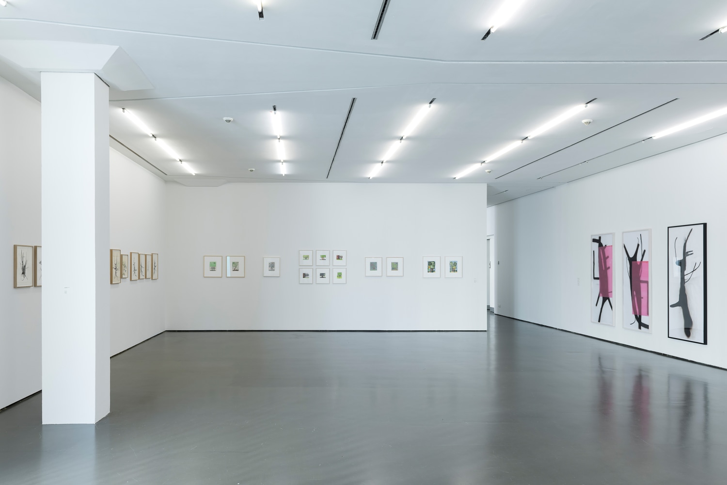 Installation view of paintings by Albert Oehlen and Carroll Dunham