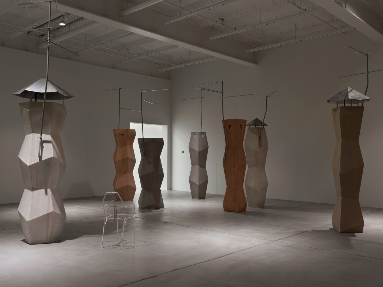 Installation view of Martin Boyce sculpture and photography exhibition