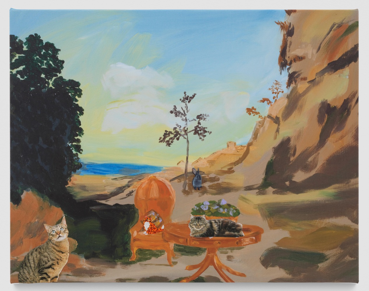 THANK YOU, THIS TABLE IS JUST RIGHT, WE LIKE THE CHAIR TOO BUT WHERE&amp;rsquo;S OUR AFTERNOON TEA?! THE EGERTON HOUSE HOTEL LOBBY IN PERSIA&amp;nbsp;

2017

Print on canvas, stickers

28 x 35.5 x 4 cm / 11 x 14 x 1 5/8 inches

KILIM43367&amp;nbsp;