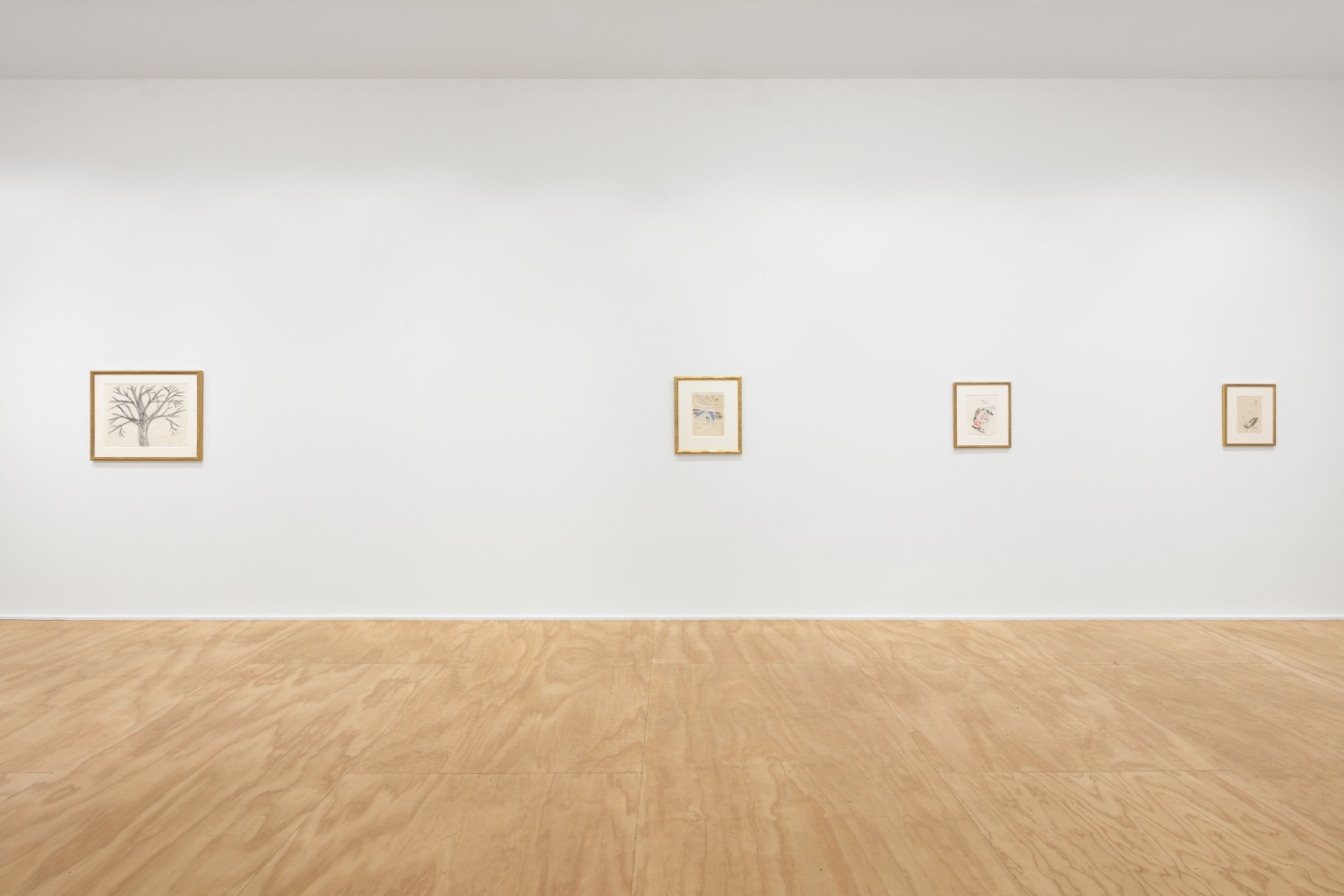 installation views of drawings by Karen Kilimnik