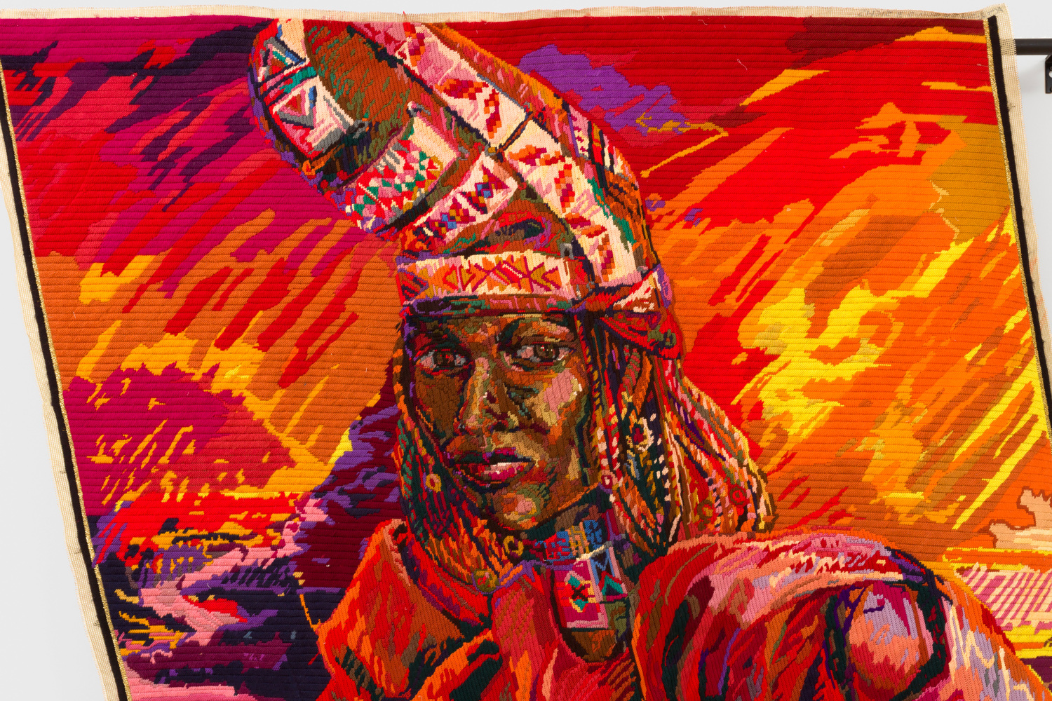 Act One: Scene 3&amp;hellip; Sequins and Sighs
2021
Wool and thread on tapestry canvas
188 x 231 cm / 74 x 91 in
RUGA 48500