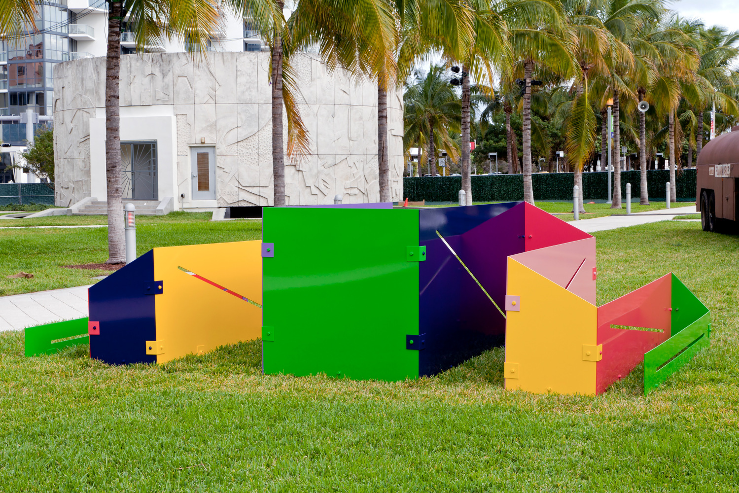 Installation view of sculpture by Sam Falls