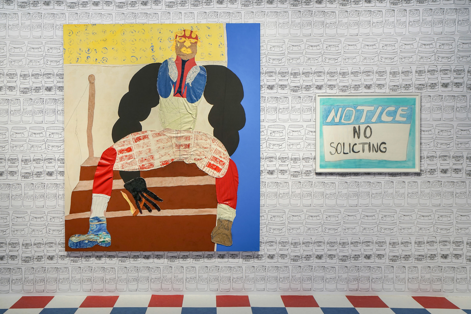 Installation view of paintings by Tschabalala Self