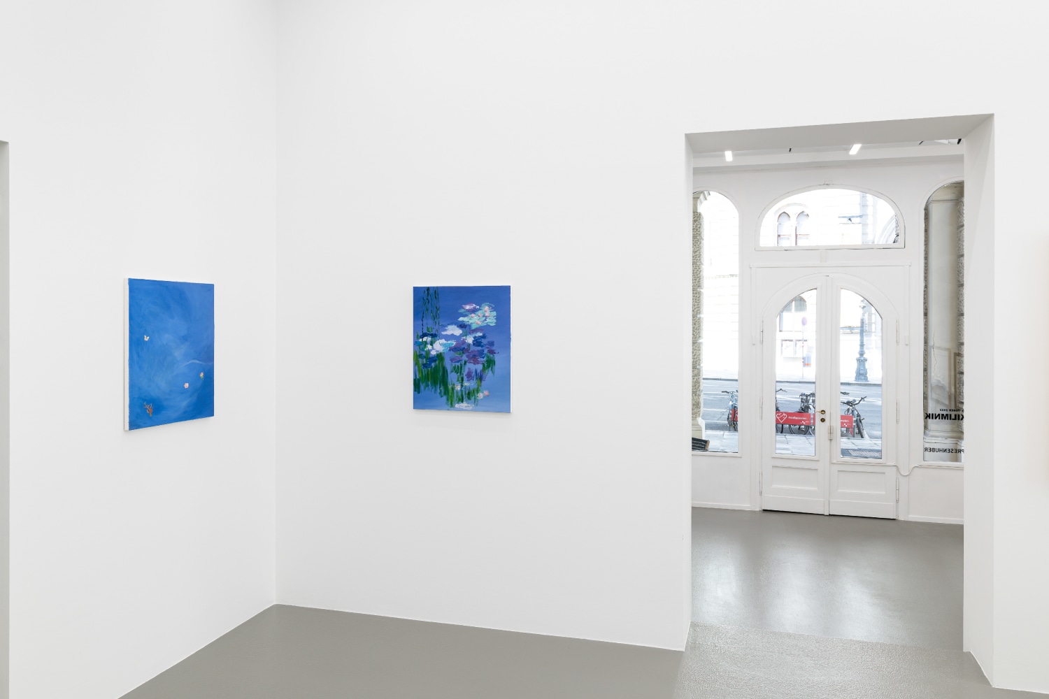 installation view of drawings and paintings by Karen Kilimnik