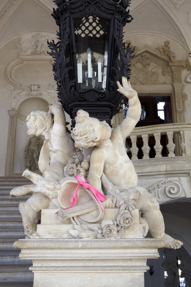 Installation view of sculpture add ons by Karen Kilimnik