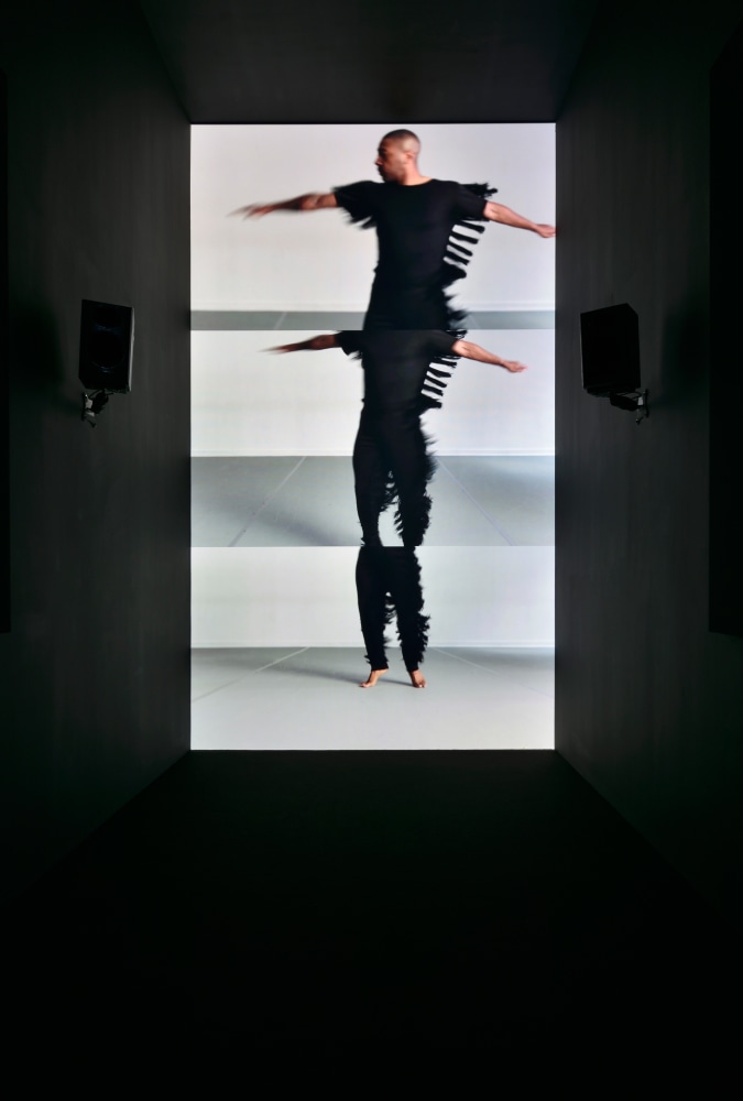 Installation view of video work by Adam Pendleton