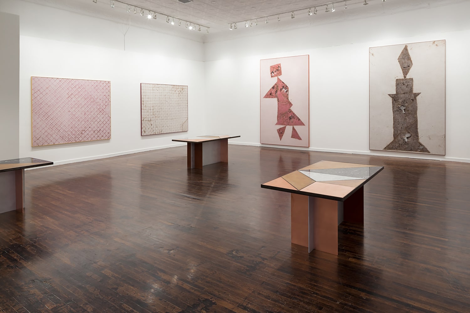 Installation view of works by Sam Falls