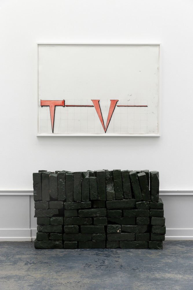 Installation view of sculptures by Matias Faldbakken