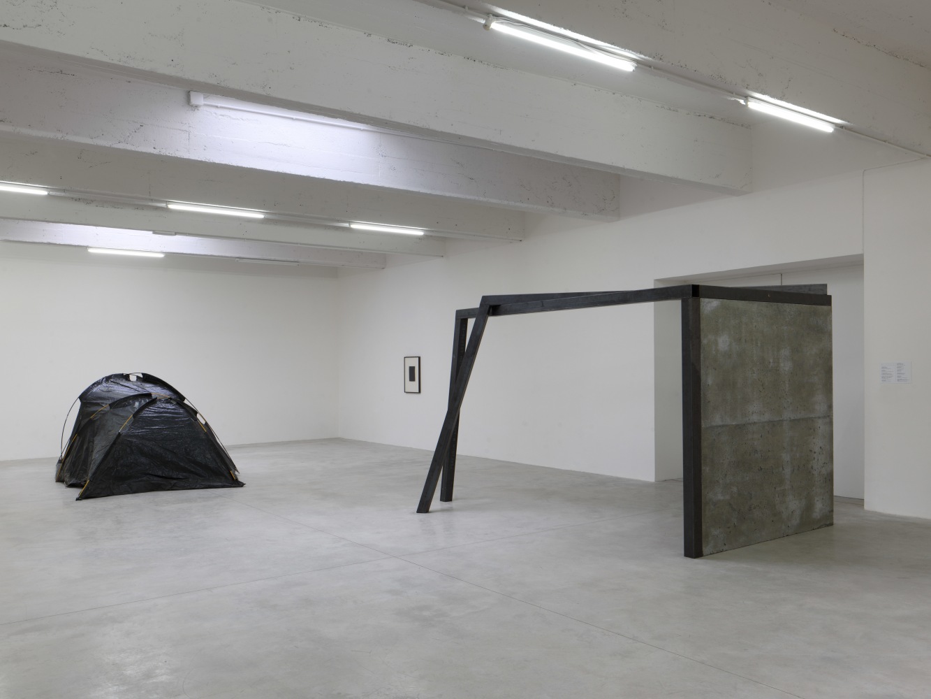 Installation view of sculptures by Oscar Tuazon