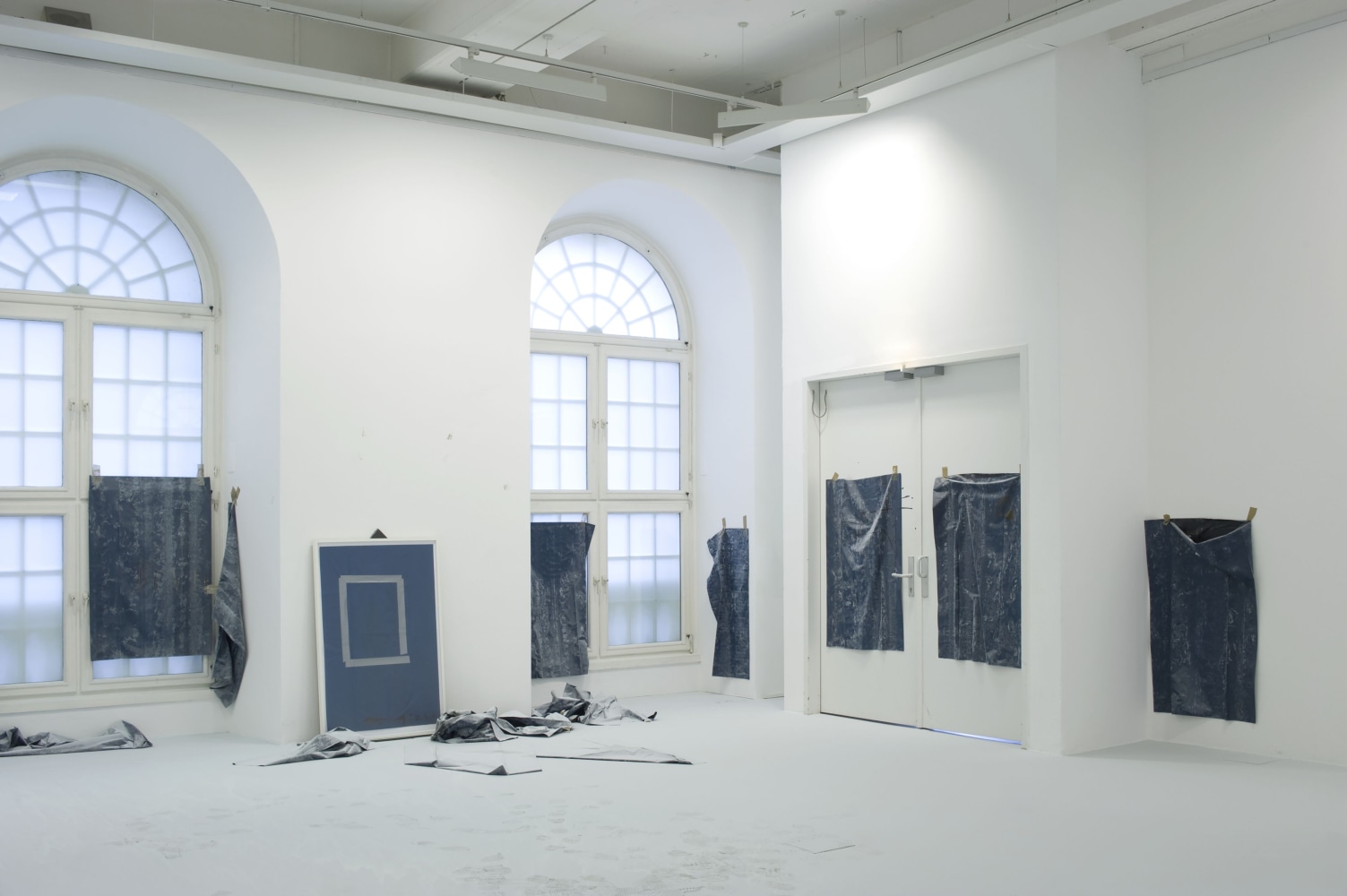 Installation view of sculptures by Matias Faldbakken