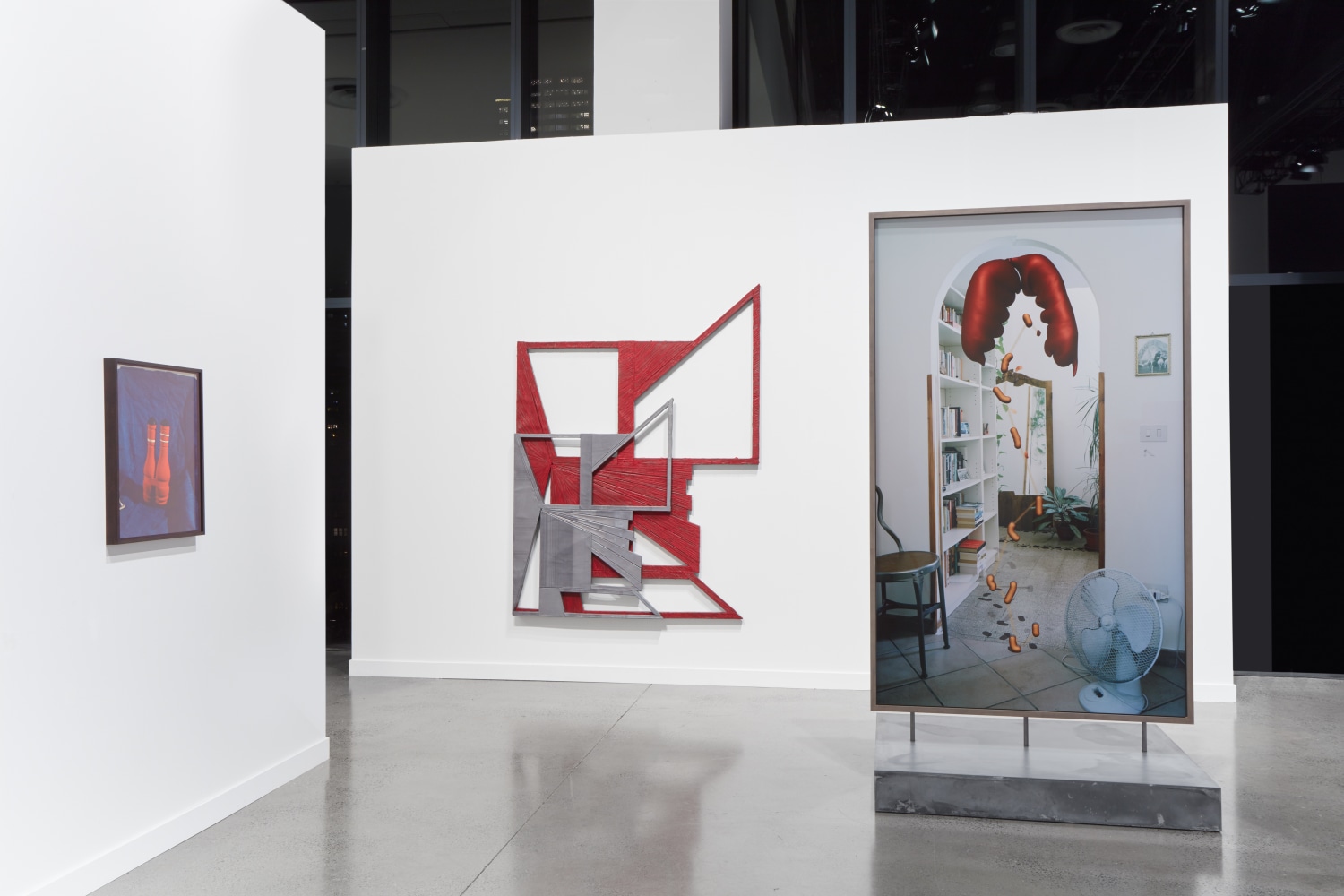 installation view of works by Lucas Blalock and Wyatt Kahn