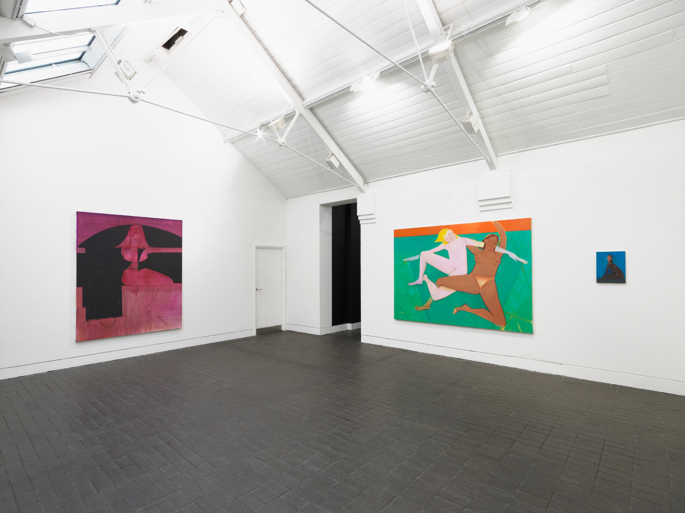installation view of paintings by Sofia Mitsola