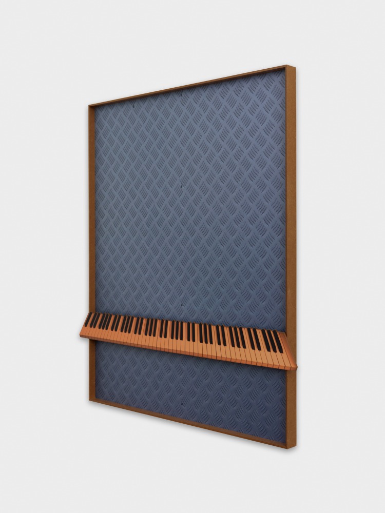 Valentin Carron Steel and Piano 2017 MDF, inkjet print on adhesive paper, acrylic enamel paint 132 x 132 x 7 cm / 52 x 52 x 2 3/4 in