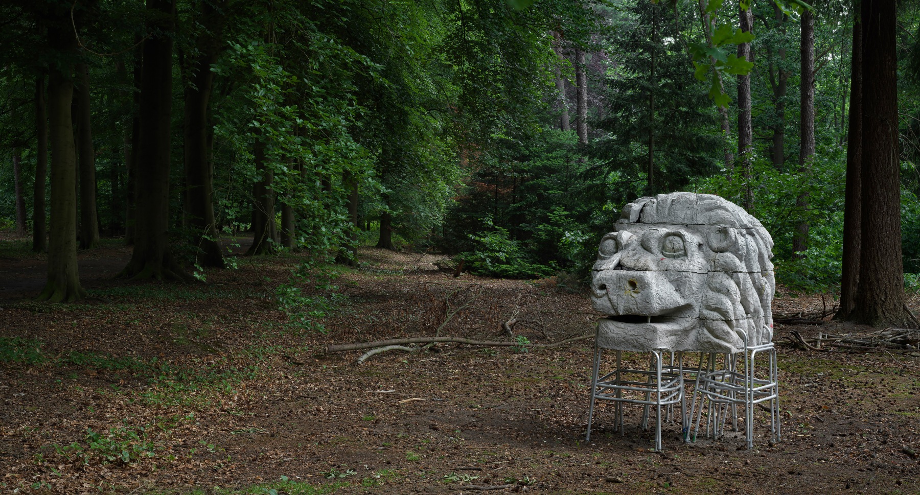 Installation view of outdoor sculpture by Justin Matherly
