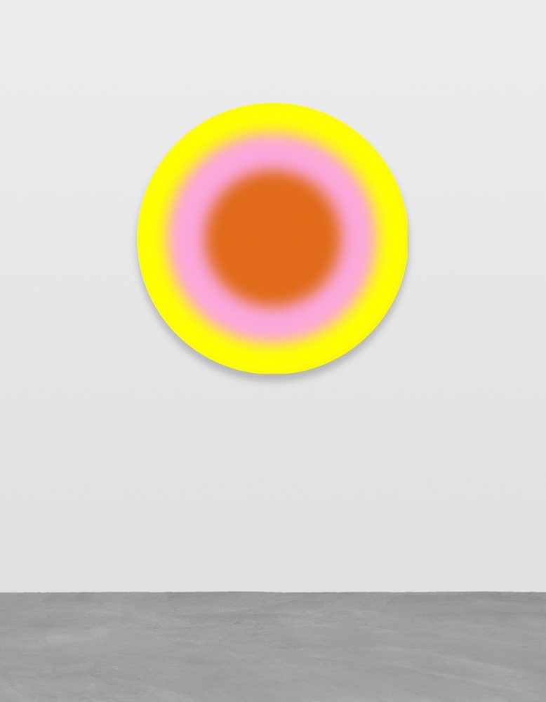 Circular painting by Ugo Rondinone, neuntermaizweitausendundeinundzwanzig 2021 Acrylic on canvas ø 90 cm / ø 35 3/8 in