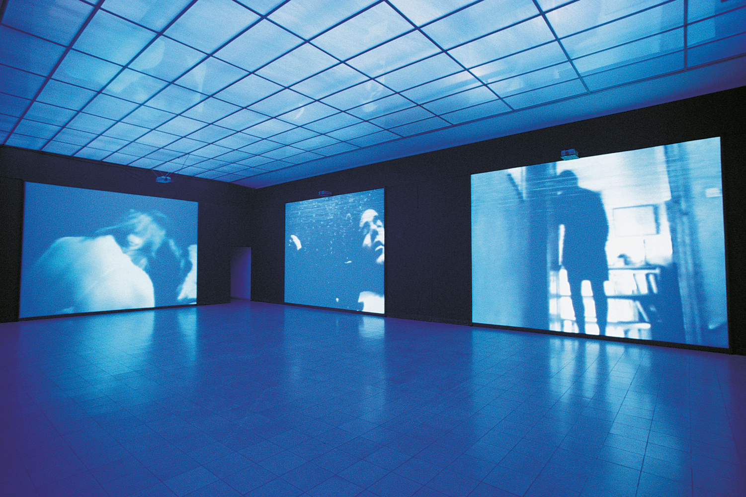 Installation view of video work by Ugo Rondinone