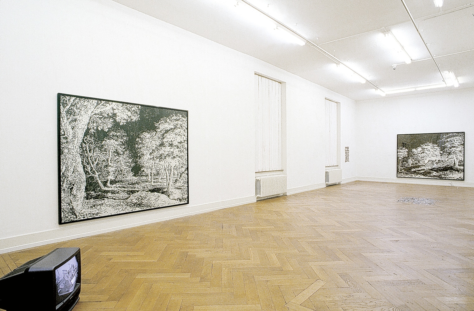Installation view of paintings by Ugo Rondinone