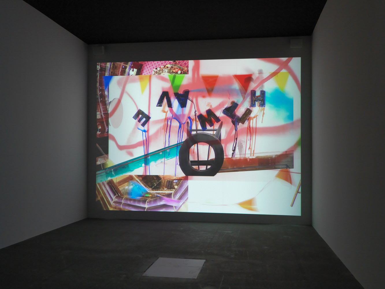 Installation view of video work by Alex Hubbard