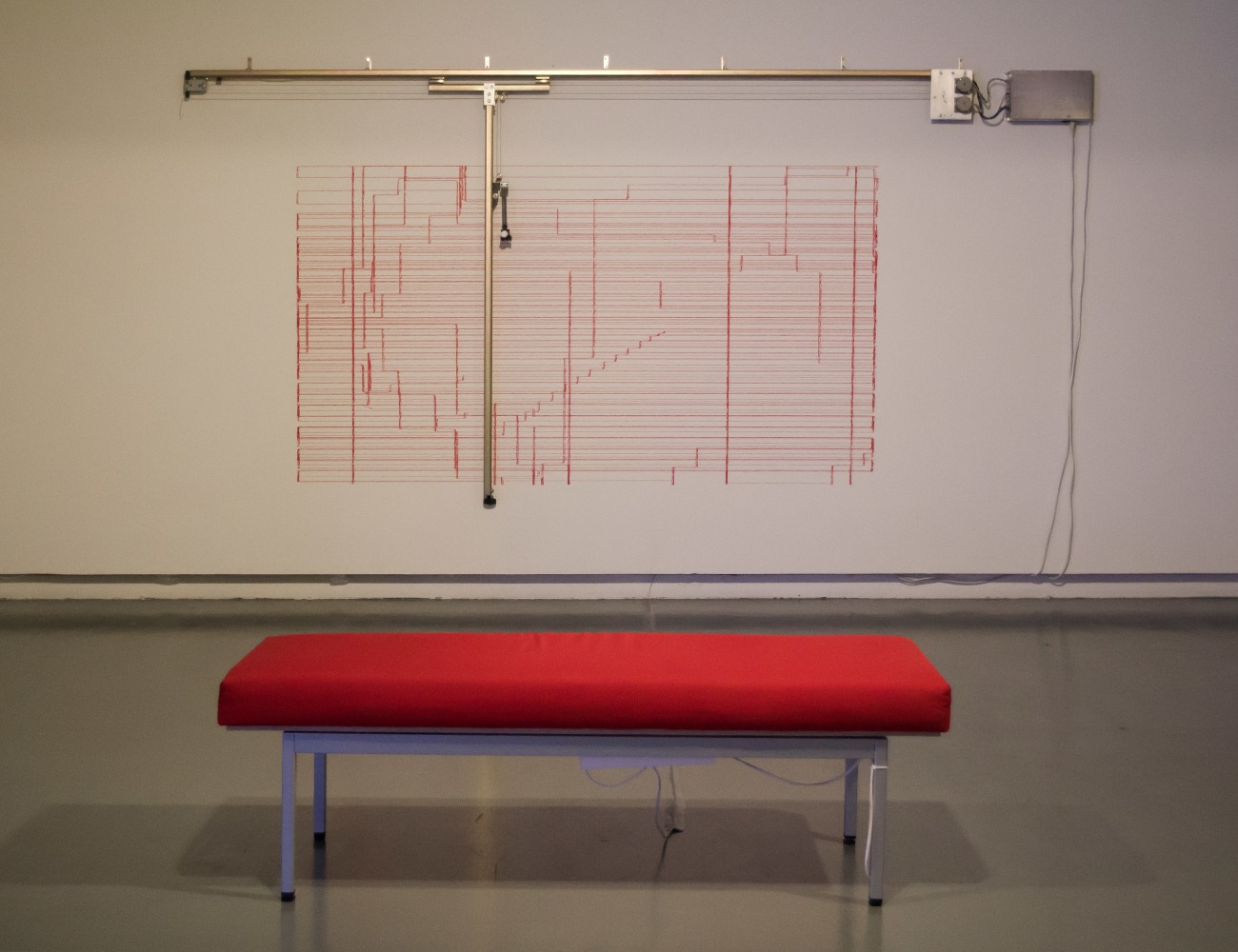 Installation view of sculptures by Angela Bulloch