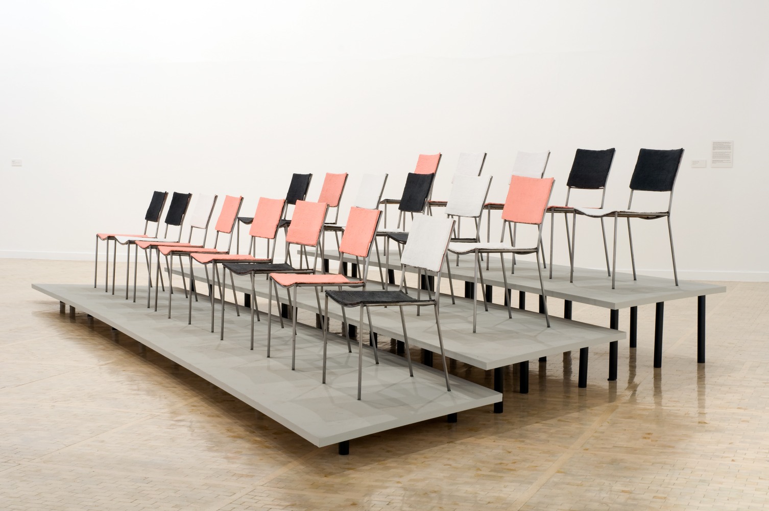 Installation view of artist chairs by Franz West