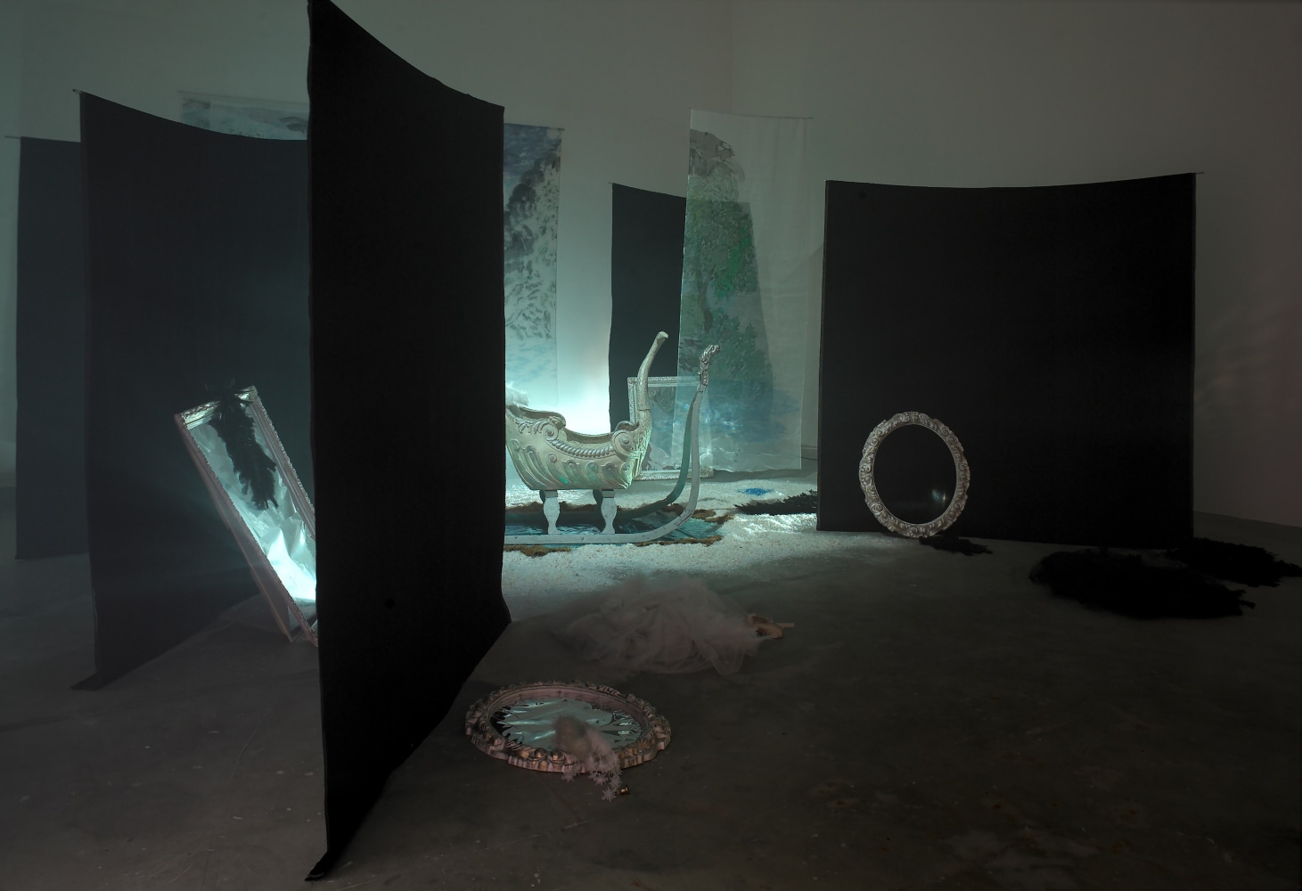 Installation view of works by Karen Kilimnik