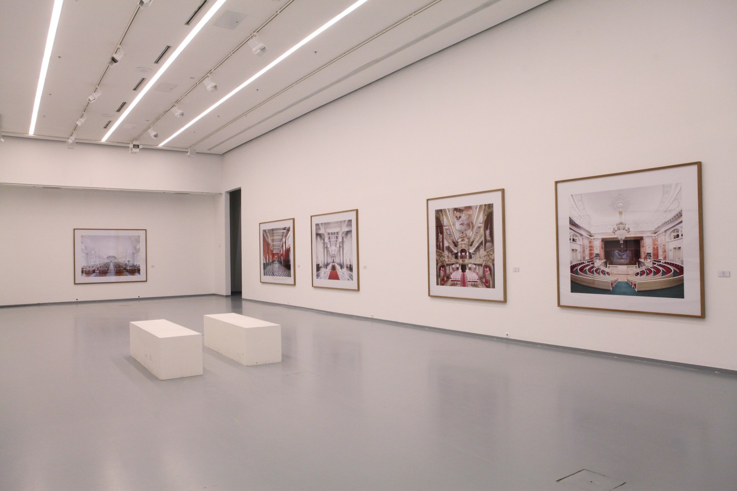 Installation view of photographs by Candida Höfer