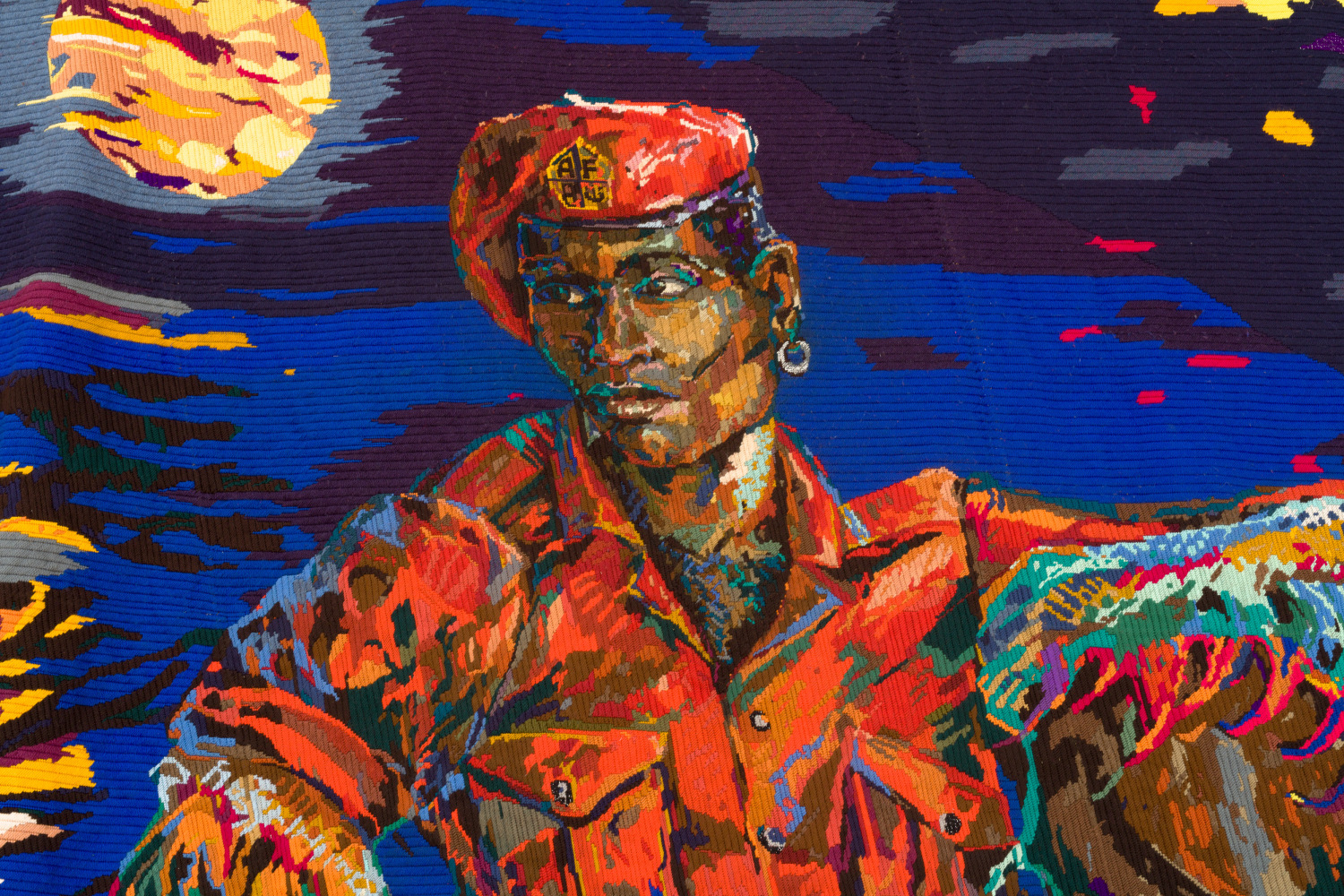 Inyanga yeDwarha
The Lunar Month of the Lily Pad&amp;nbsp;
From The Lunar Songbook
2021
Wool and thread on tapestry canvas
305 x 343 cm / 120 x 135 in
RUGA 48498

&amp;nbsp;