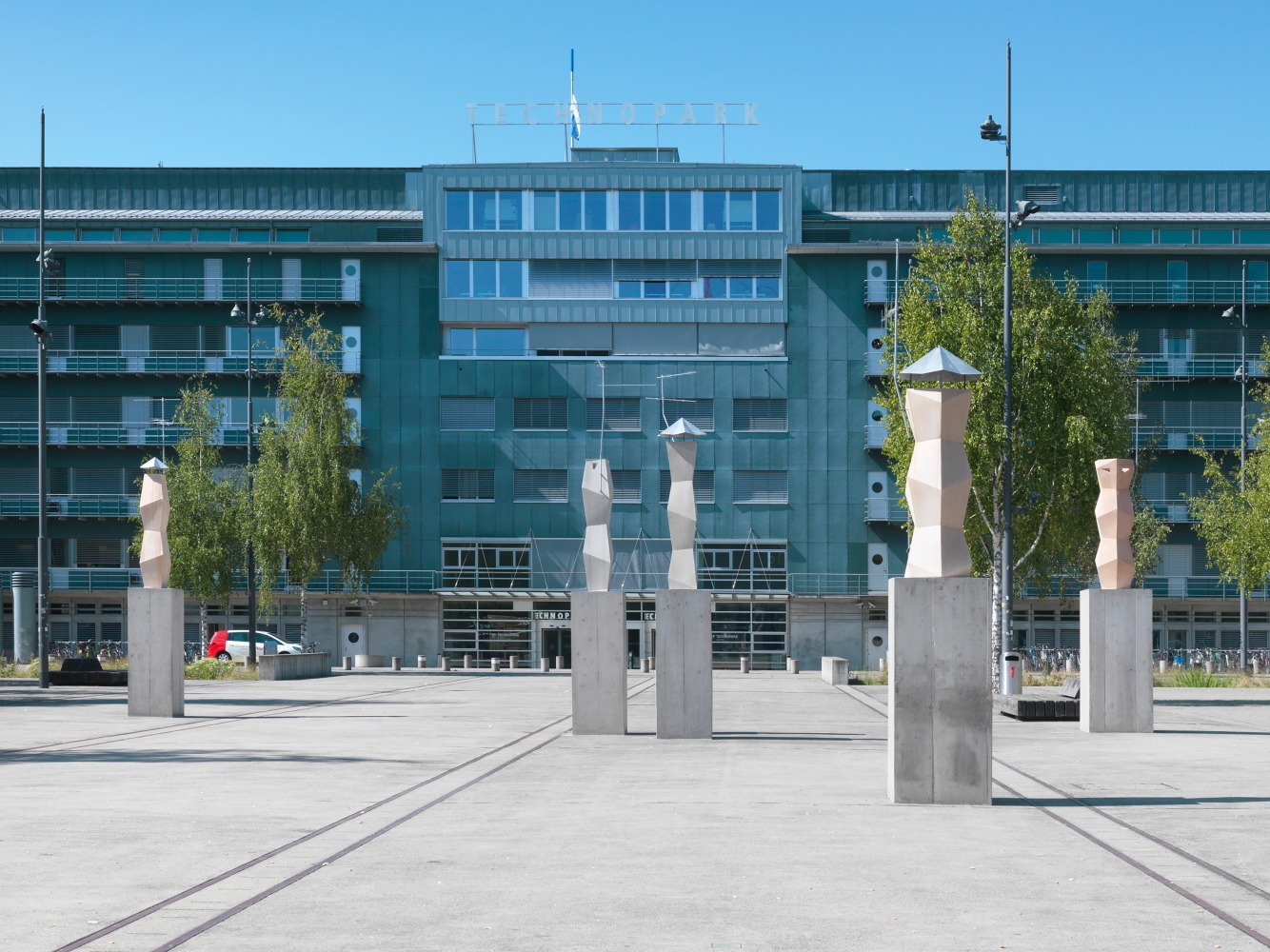 Installation view of sculptures by Martin Boyce