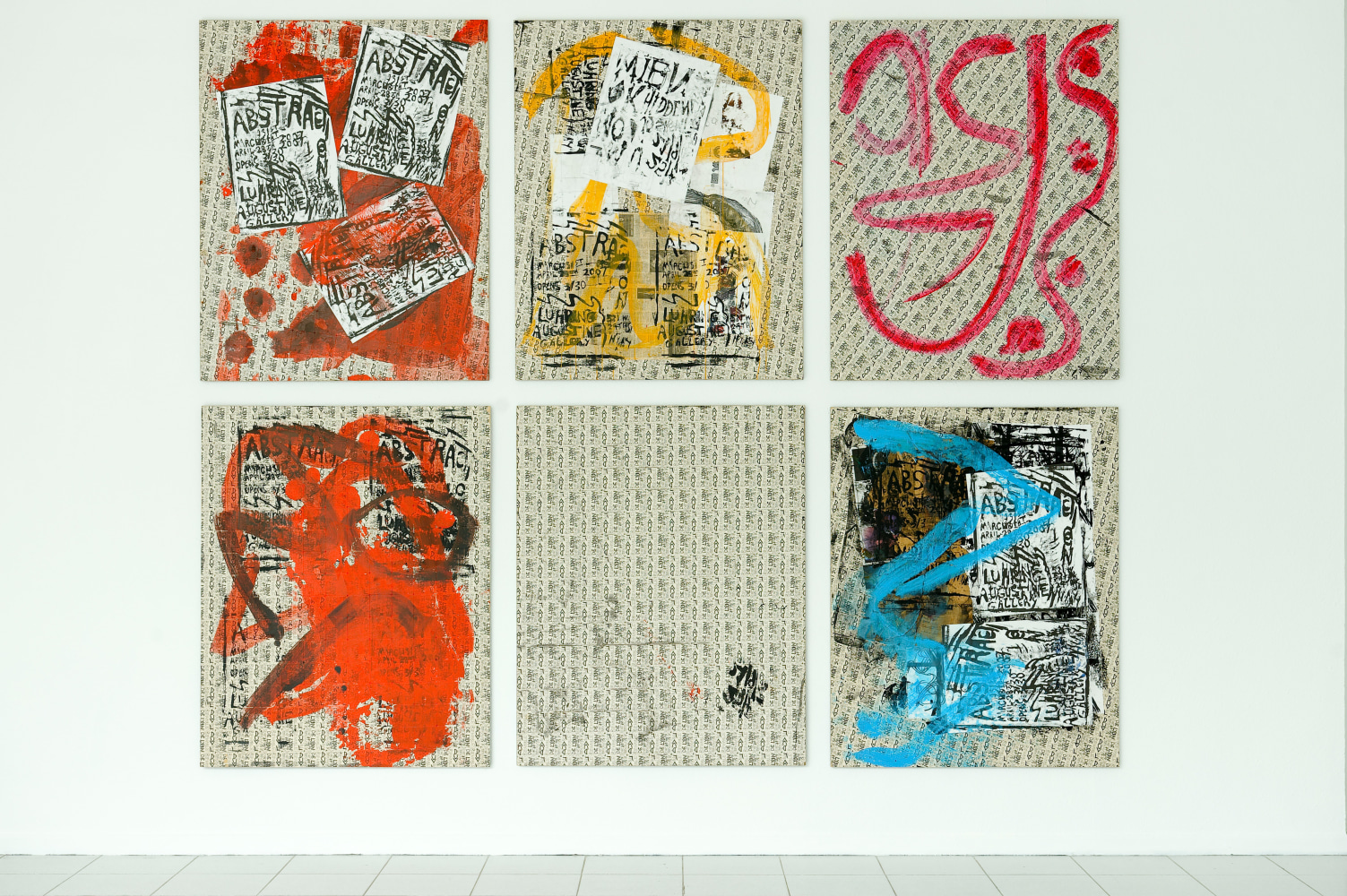 Installation view of paintings by Josh Smith