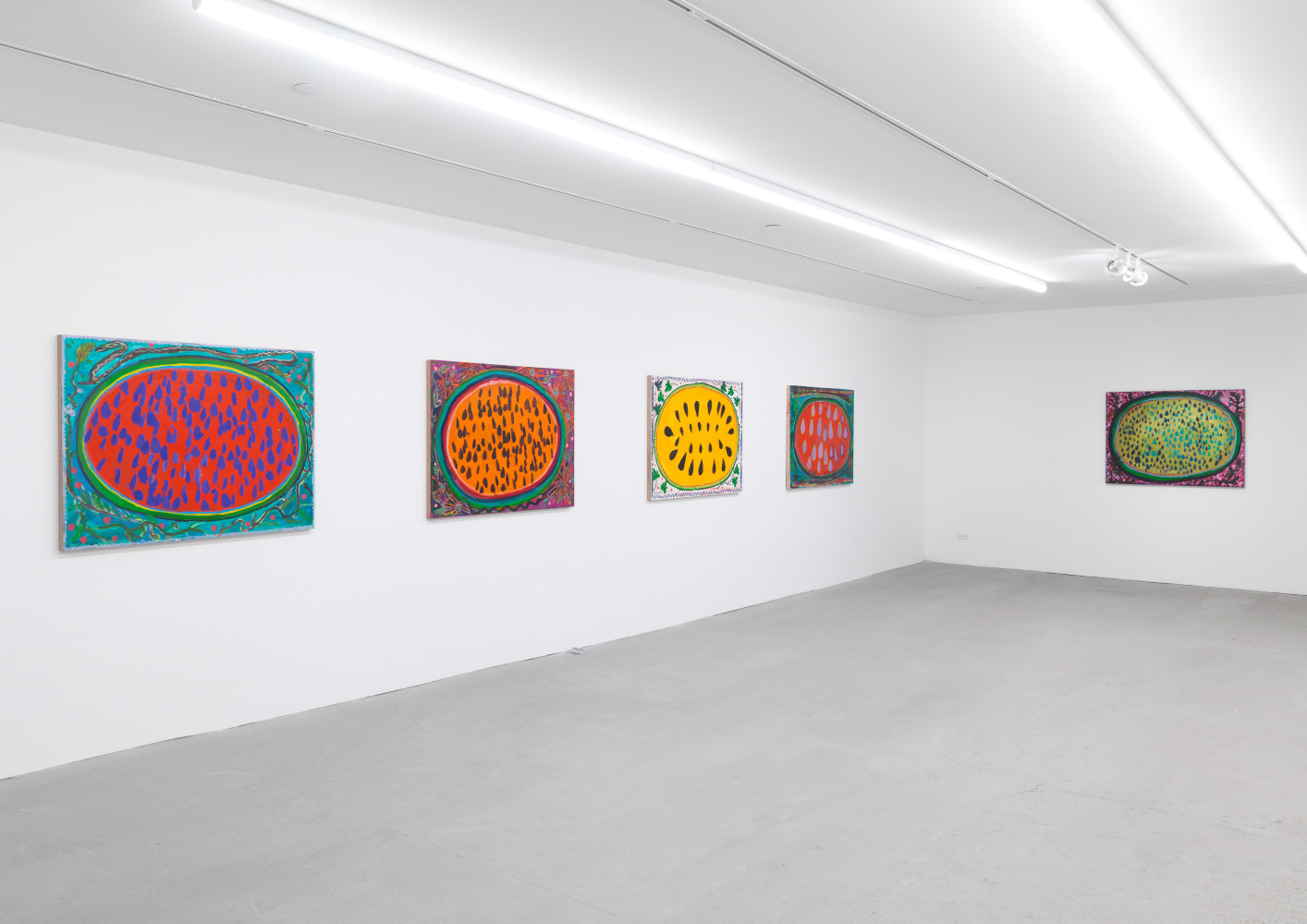 Installation view of Josh Smith paintings exhibition